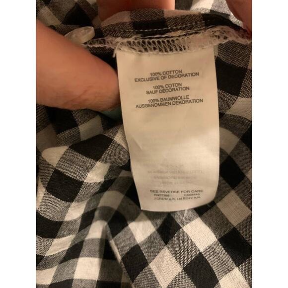 J.Crew black white long sleeves gingham tunic top blouse size 4 - Picture 4 of 8
